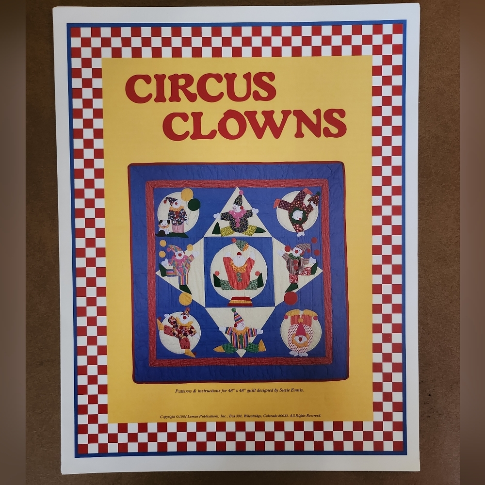 VTG 1984 Quilt Pattern Circus and Clowns by Susie Ennis